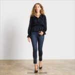Sam Edelman Langärmliges Vermont-Oberteil Frauen Schwarz Bekleidung 2P8JNV1283