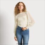 Sam Edelman Langarm-Julian-Top Frauen Gardenie Bekleidung 2P8JNV1270 - Image 3