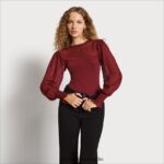 Sam Edelman Langarm-Julian-Top Frauen Krappbraun Bekleidung 2P8JNV1269 - Image 3