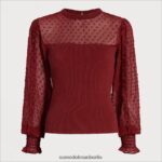Sam Edelman Langarm-Julian-Top Frauen Krappbraun Bekleidung 2P8JNV1269 - Image 5