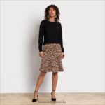 Sam Edelman Langarm-Strick-Cami-Midikleid Frauen Leopard Bekleidung 2P8JNV1138