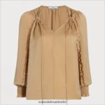 Sam Edelman Langarm-Varick-Oberteil Frauen mattes Gold Bekleidung 2P8JNV1241 - Image 5