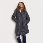 Sam Edelman Lange Steppjacke mit Trichterkragen und Kapuze Frauen grau Bekleidung 2P8JNV1150