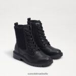 Sam Edelman Lydell-Kampfstiefel Kinder schwarzes Leder Schuhwerk 2P8JNV1010