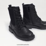 Sam Edelman Lydell-Kampfstiefel Kinder schwarzes Leder Schuhwerk 2P8JNV1010 - Image 7