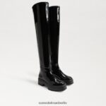 Sam Edelman Lydia Overknee-Stiefel Frauen schwarzes Lackleder Schuhwerk 2P8JNV880