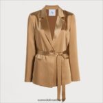 Sam Edelman Lyra-Blazer Frauen Champagnersatin Bekleidung 2P8JNV1294 - Image 5