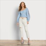 Sam Edelman Mittelhohe Linnie-Schlaghose Frauen Weiß Bekleidung 2P8JNV1184
