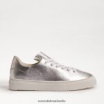 Sam Edelman Mohn-Schnürsneaker Frauen weiches silbernes Leder Schuhwerk 2P8JNV308 - Image 2
