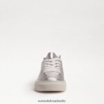 Sam Edelman Mohn-Schnürsneaker Frauen weiches silbernes Leder Schuhwerk 2P8JNV308 - Image 3