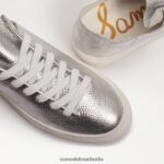 Sam Edelman Mohn-Schnürsneaker Frauen weiches silbernes Leder Schuhwerk 2P8JNV308 - Image 7