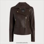 Sam Edelman Moto-Lederjacke Frauen braun Bekleidung 2P8JNV1152 - Image 5