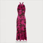 Sam Edelman Neckholder-Maxikleid mit Palmen Frauen Magenta-Multi Bekleidung 2P8JNV1075 - Image 5