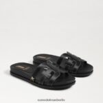 Sam Edelman Nettie Slide-Sandale Frauen schwarzes Leder Schuhwerk 2P8JNV274