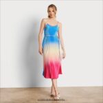 Sam Edelman Ombre-Plissee-Midikleid Frauen Blau Rosa Bekleidung 2P8JNV1131