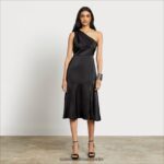 Sam Edelman One-Shoulder-Midikleid Frauen Schwarz Bekleidung 2P8JNV1220