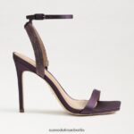Sam Edelman Ophelia-Knöchelriemenabsatz Frauen Auberginensatin Schuhwerk 2P8JNV539 - Image 2