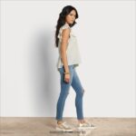 Sam Edelman Rey Kurzarm-Top Frauen Gardenie Bekleidung 2P8JNV1175 - Image 2