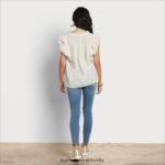 Sam Edelman Rey Kurzarm-Top Frauen Gardenie Bekleidung 2P8JNV1175 - Image 4