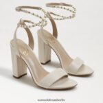 Sam Edelman Sandale mit Blockabsatz von Yanelli Frauen modernes elfenbeinfarbenes Leder Schuhwerk 2P8JNV857