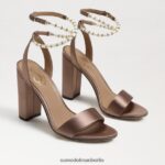 Sam Edelman Sandale mit Blockabsatz von Yanelli Frauen Toffee-Satin Schuhwerk 2P8JNV856