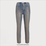 Sam Edelman Schmale, gerade Hose mit hohem Bund Frauen goldene Folie Bekleidung 2P8JNV1233 - Image 5