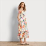 Sam Edelman Schulterfreies Maxikleid Frauen weiß-multi Bekleidung 2P8JNV1111