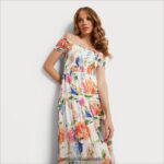 Sam Edelman Schulterfreies Maxikleid Frauen weiß-multi Bekleidung 2P8JNV1111 - Image 3