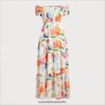 Sam Edelman Schulterfreies Maxikleid Frauen weiß-multi Bekleidung 2P8JNV1111 - Image 5