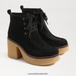 Sam Edelman Shaw-Schnürstiefel Frauen schwarzes Wildleder Schuhwerk 2P8JNV843