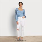 Sam Edelman Stevie Ruch Langarmshirt Frauen Chambray Bekleidung 2P8JNV1177 - Image 4