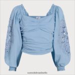 Sam Edelman Stevie Ruch Langarmshirt Frauen Chambray Bekleidung 2P8JNV1177 - Image 5