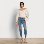 Sam Edelman Stevie Ruch Langarmshirt Frauen Gardenie Bekleidung 2P8JNV1178