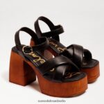 Sam Edelman Suzannah-Plateau-Blockabsatz Frauen schwarzes Leder Schuhwerk 2P8JNV567