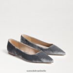 Sam Edelman Wanda spitze Zehenpartie flach Frauen rauchblauer Samt Schuhwerk 2P8JNV474