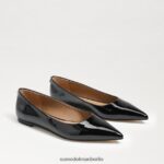 Sam Edelman Wanda spitze Zehenpartie flach Frauen schwarzes Lackleder Schuhwerk 2P8JNV483