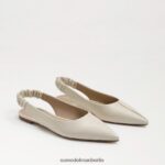 Sam Edelman Whitney Slingback, spitze Zehenpartie, flach Frauen modernes elfenbeinfarbenes Leder Schuhwerk 2P8JNV737