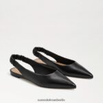 Sam Edelman Whitney Slingback, spitze Zehenpartie, flach Frauen schwarzes Leder Schuhwerk 2P8JNV736