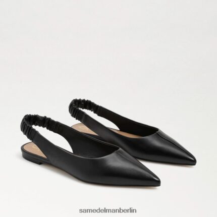 Sam Edelman Whitney Slingback, spitze Zehenpartie, flach Frauen schwarzes Leder Schuhwerk 2P8JNV736