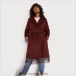 Sam Edelman Wickelmantel mit Fransen und Gürtel Frauen Kastanie Bekleidung 2P8JNV1238